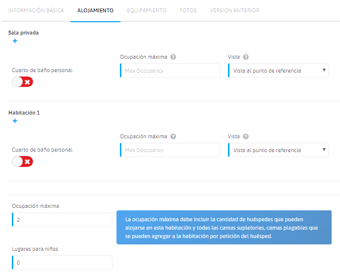 Tipos de habitaciónes