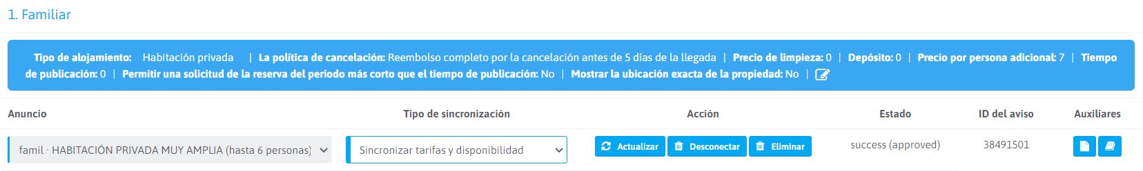 Conexión de canal AirBnB